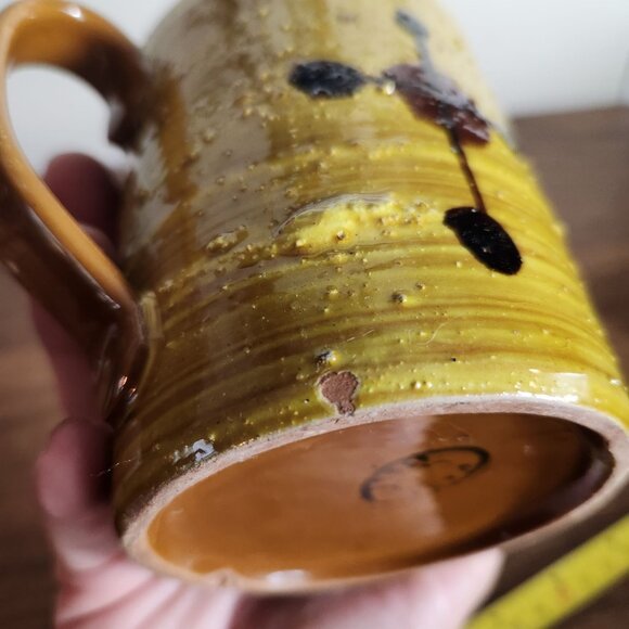 Vintage MCM Italian Bitossi style Hand-Painted Ceramic Mug With Floral & Geometr - Picture 5 of 9